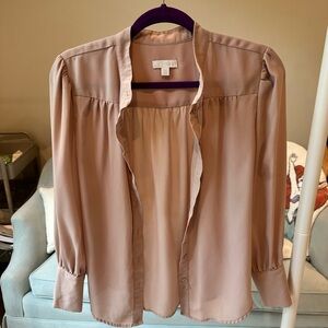 14th & Union Pink Ruffled Long Sleeve Blouse